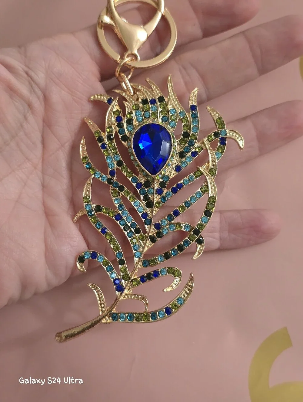 Beautiful Peacock Feather Bag Charm/ Keychain NEW